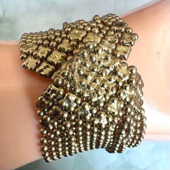 Gold-Tone  multi strand Ball Chain Statement Bracelet - Picture 2 of 5